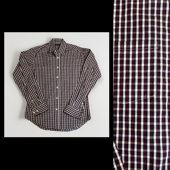 Theory Women's Plaid Button Down Shirt Purple Blue White sz XS - Picture 1 of 9